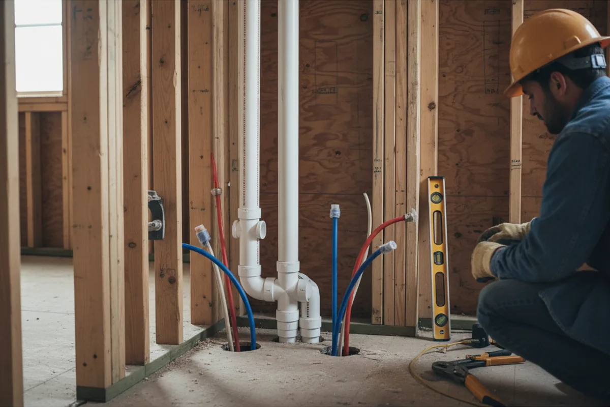 Drain and supply rough-in during Drain Cleaning in Melbourne