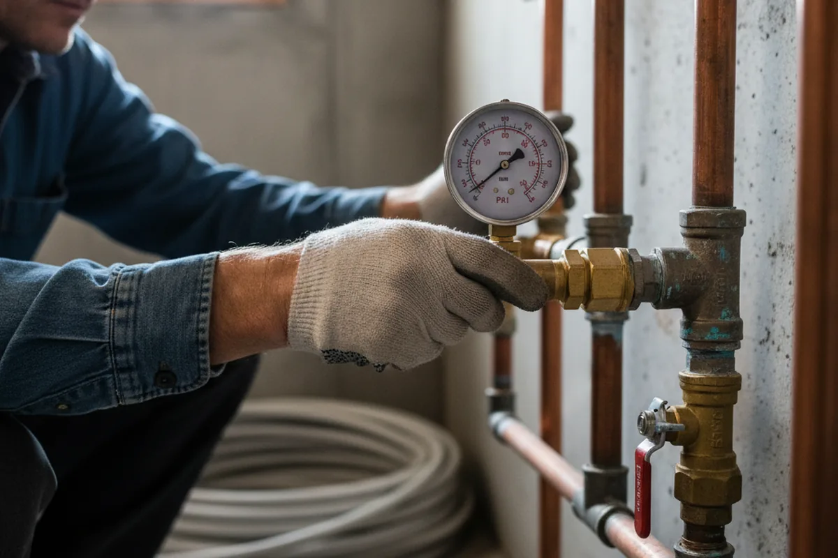 Pressure testing a repaired line during Water Line Repair in Melbourne